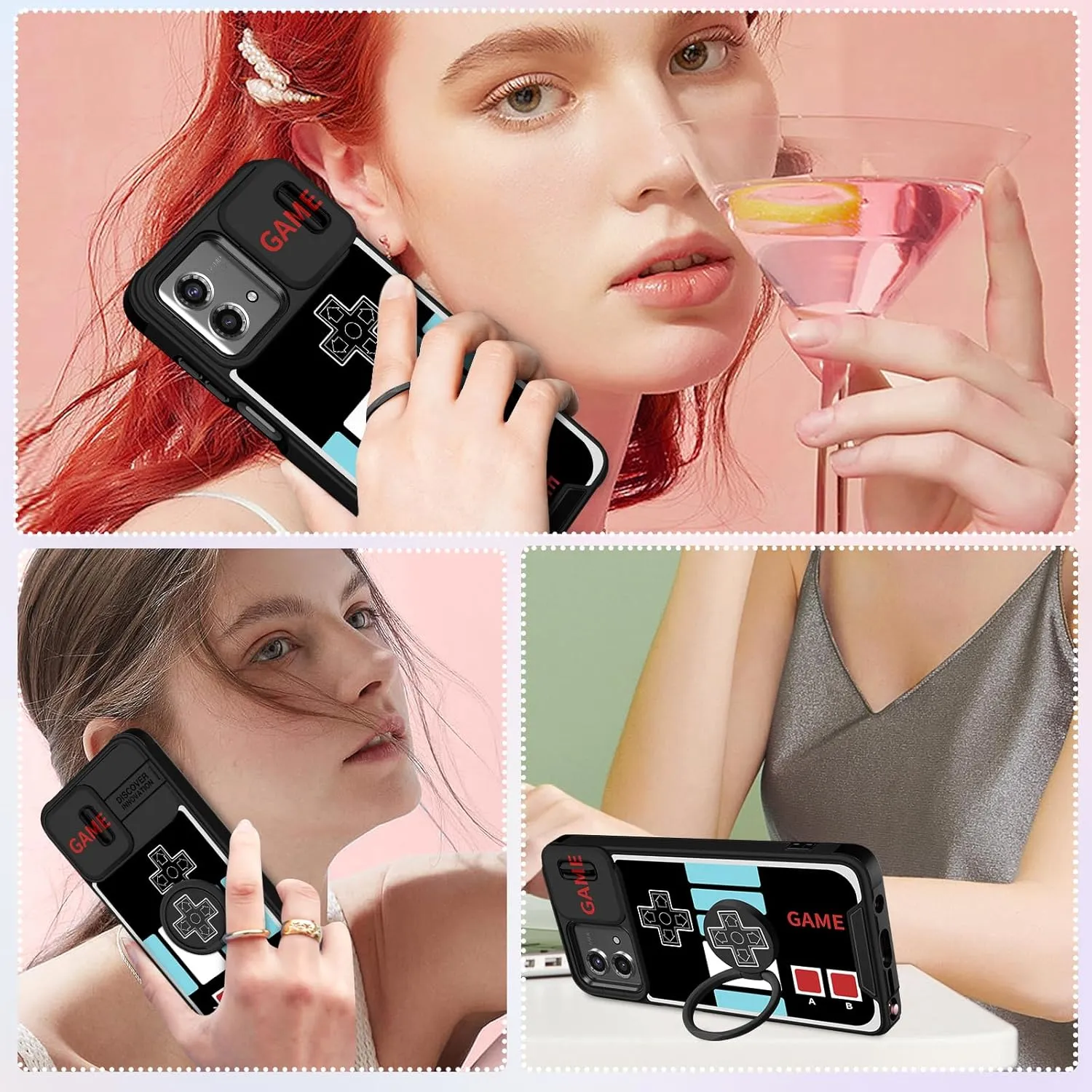 (2in1 for Moto G Stylus 5G 2023 Case for Women Gameboy Cute Console Phone Cover Girls Men Cartoon Fashion Cool Funny Design with Camera Cover and Ring Stand Funda for Moto G Stylus 5G Case