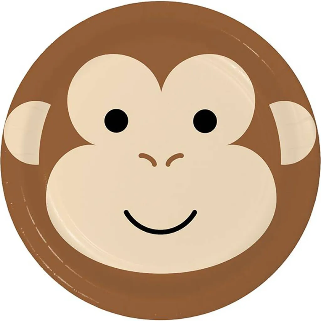 Animal Faces Monkey Dessert Plates 8ct