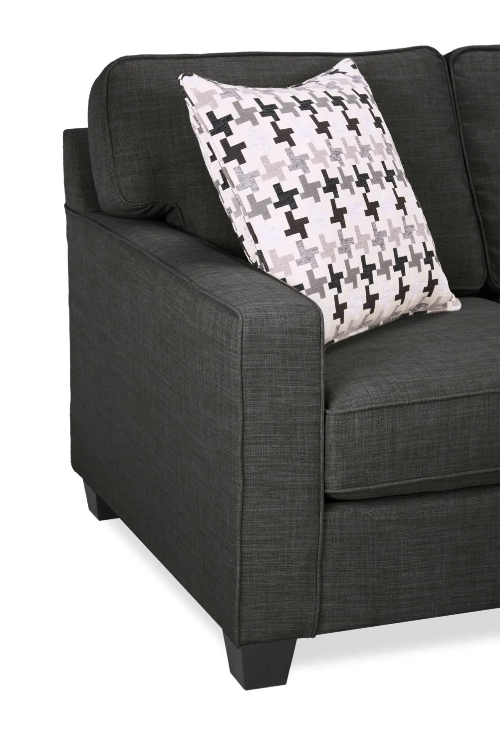 Ballenas 2-Piece Linen-Look Fabric Sectional - Charcoal Grey