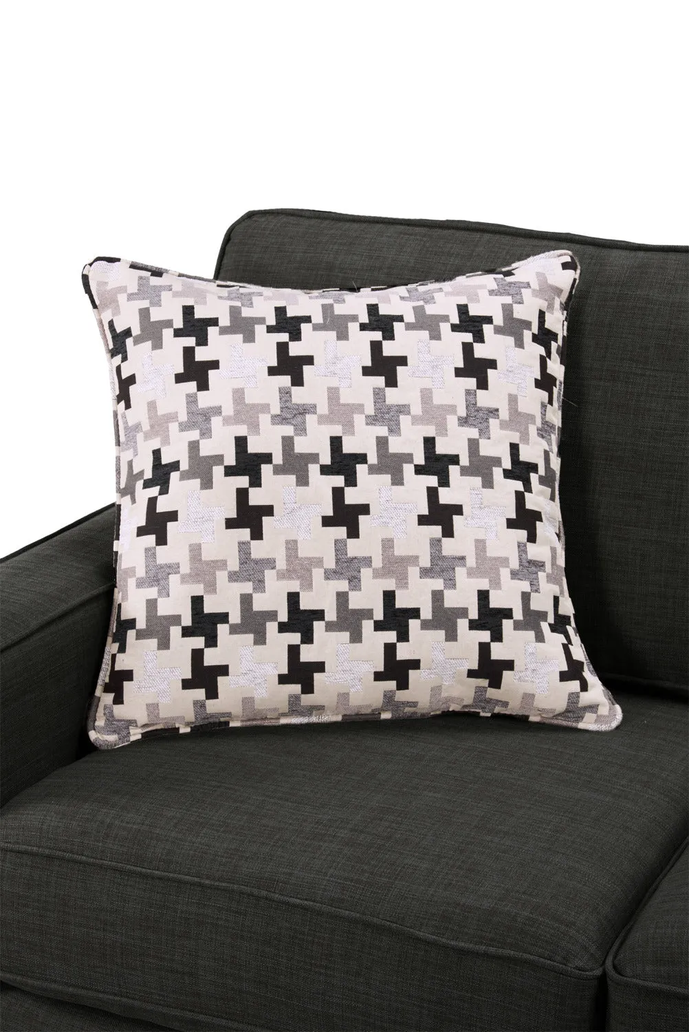 Ballenas 2-Piece Linen-Look Fabric Sectional - Charcoal Grey