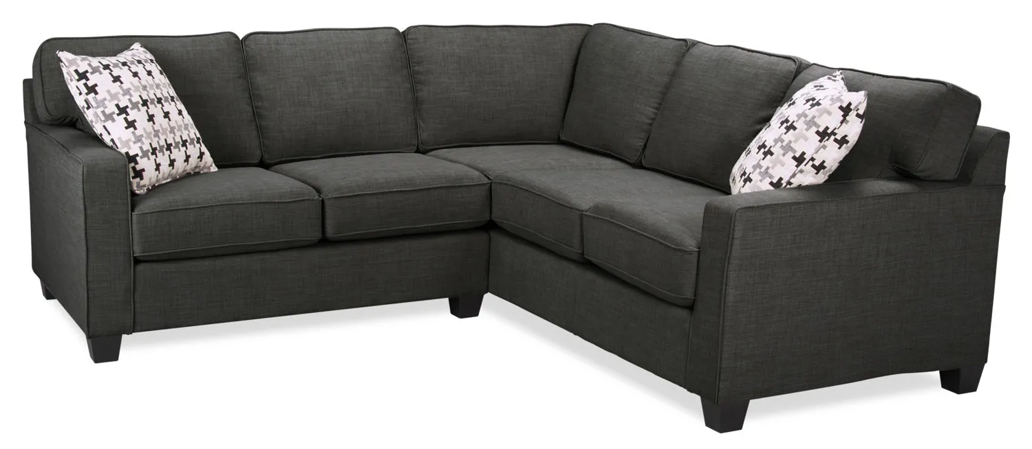 Ballenas 2-Piece Linen-Look Fabric Sectional - Charcoal Grey