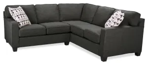 Ballenas 2-Piece Linen-Look Fabric Sectional - Charcoal Grey