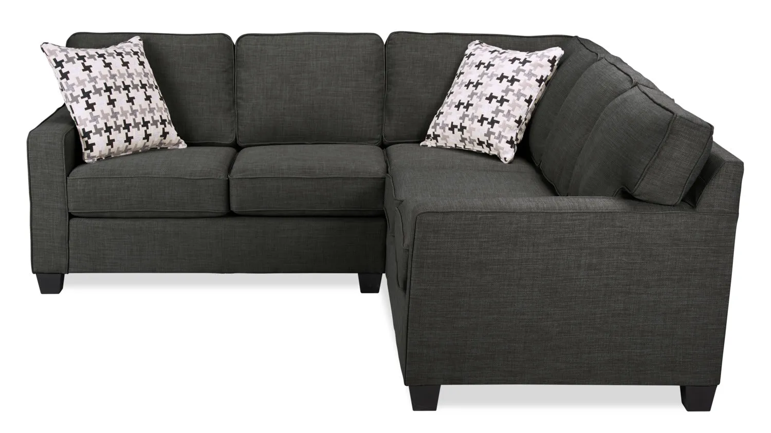 Ballenas 2-Piece Linen-Look Fabric Sectional - Charcoal Grey