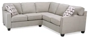 Ballenas 2-Piece Linen-Look Fabric Sectional - Light Grey