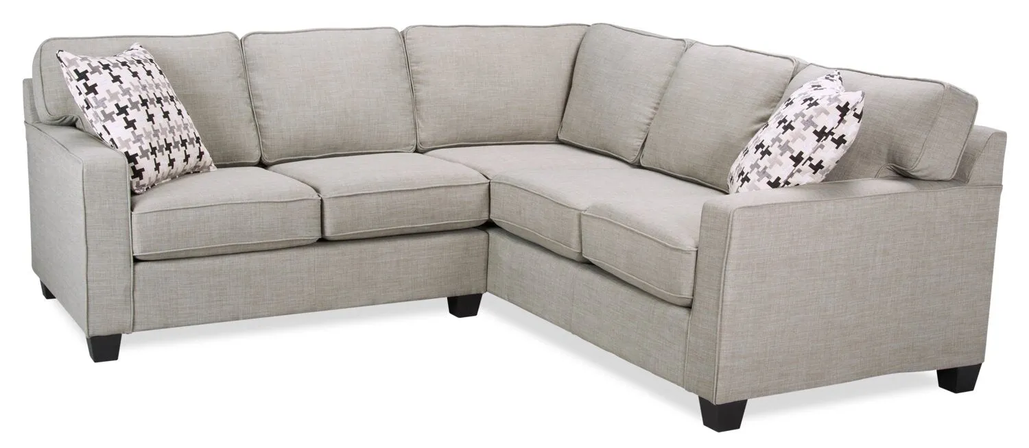 Ballenas 2-Piece Linen-Look Fabric Sectional - Light Grey