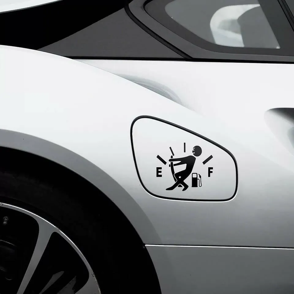 (Black) Car Fuel Tank Cover Sticker, High Gas Consumption Decal Fuel Gage Empty Stickers Funny Vinyl Sticker Car Styling