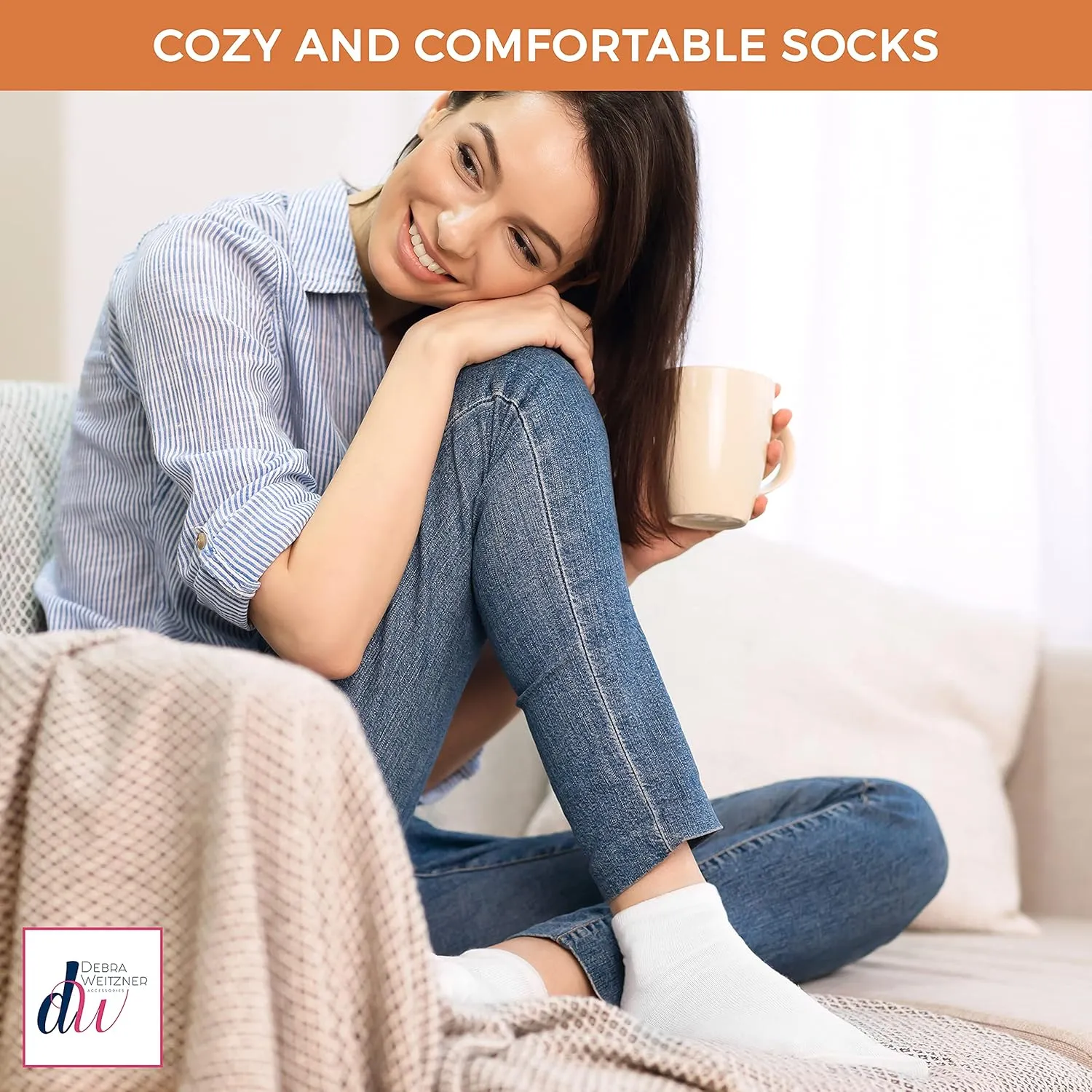 Debra Weitzner Non-Binding Loose Fit Sock - Non-Slip Diabetic Socks for Men and Women - Ankle 3Pk Grey
