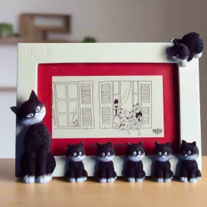 Dubout Cats - Cats in a Line Picture Frame (White Frame)