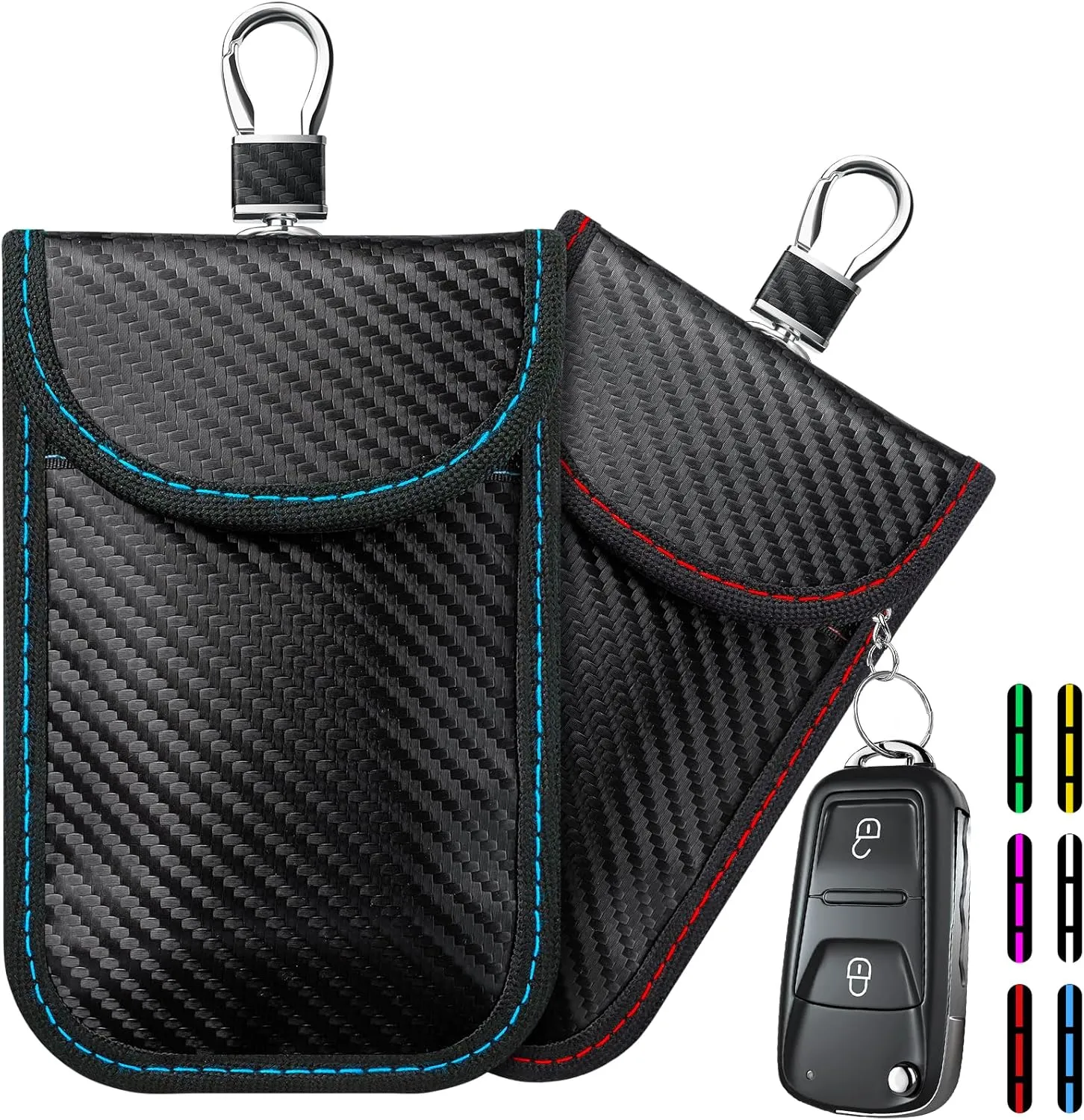 Faraday Bag Key Protector, 2 Pack Signal Blocking RFID Key Fob Protector Pouch, Anti-Theft Car Security Cage