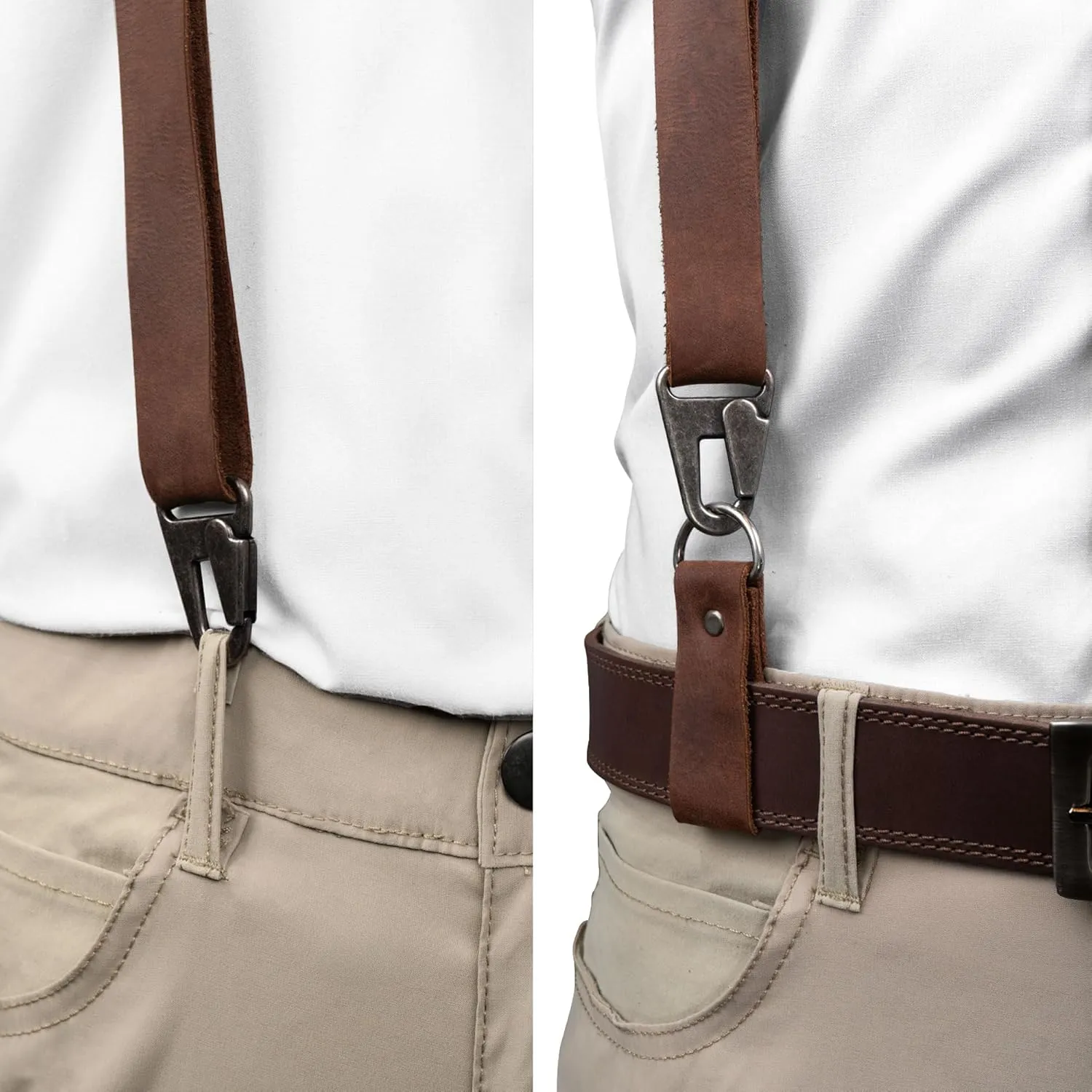 Hide & Groom, Y Back Suspenders with Adjustable Size Straps for Men, Wedding, Steampunk Harness, Full Grain Leather, Handmade