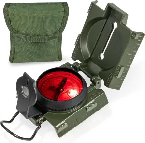Military-Grade Compass with LED Light - Waterproof, Shockproof Navigation Tool for Hiking, Camping, and Survival - Easy-to-Read Dial, Compact & Portable for Outdoor Adventures