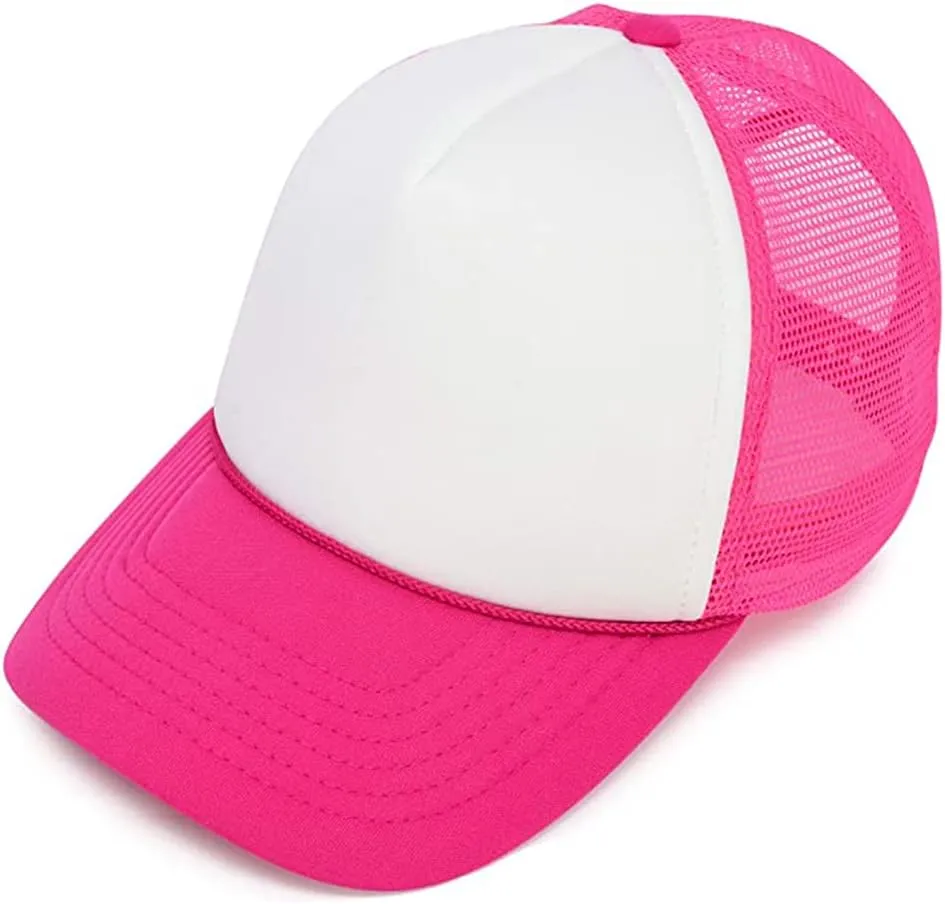 MR.R Sublimation Blanks Polyester Mesh Cap Mesh Hat Two Tone Trucker Summer Mesh Cap with Adjustable Snapback,2pcs per Pack