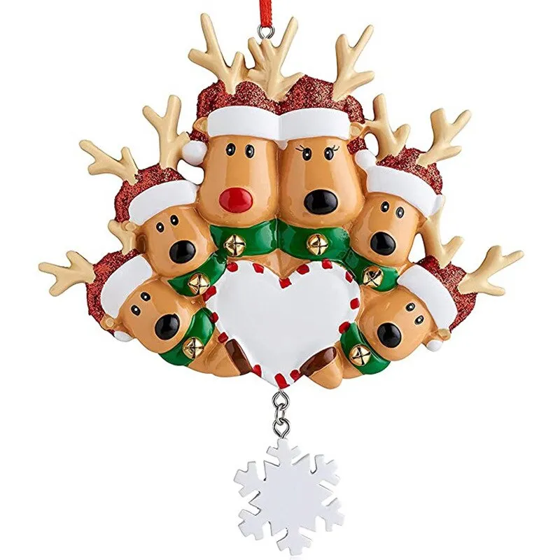 Personalized Reindeer Family of 2, 3, 4, 5, 6 Christmas Tree Ornament Cute Deer Holiday Winter Gift