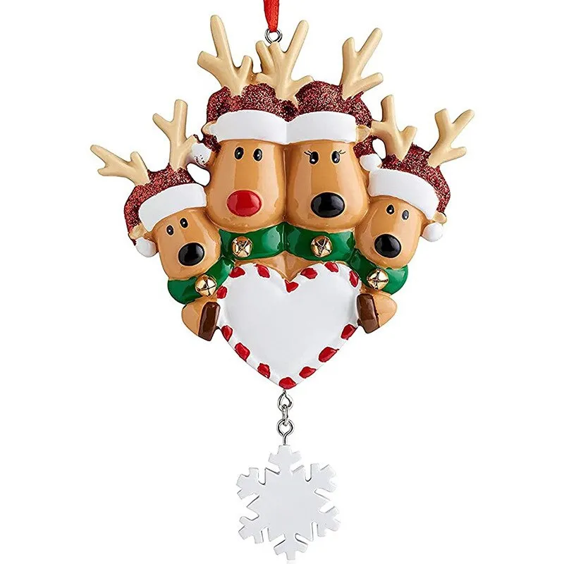 Personalized Reindeer Family of 2, 3, 4, 5, 6 Christmas Tree Ornament Cute Deer Holiday Winter Gift