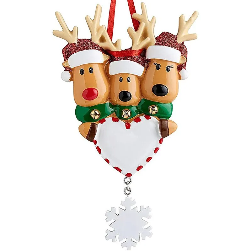 Personalized Reindeer Family of 2, 3, 4, 5, 6 Christmas Tree Ornament Cute Deer Holiday Winter Gift