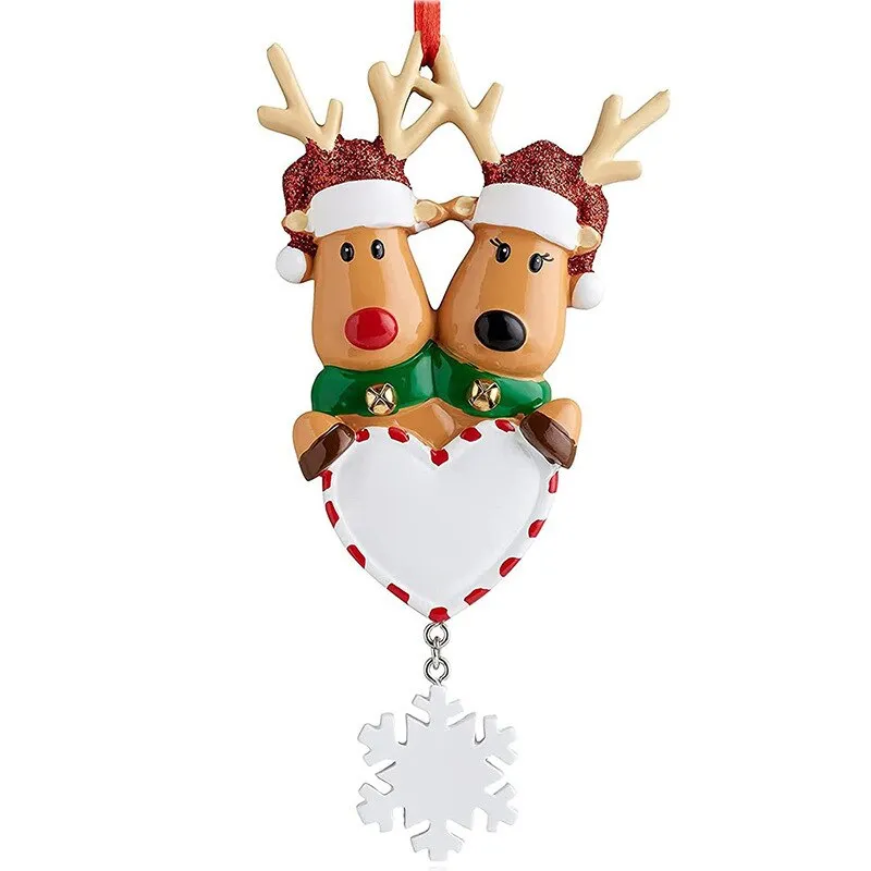 Personalized Reindeer Family of 2, 3, 4, 5, 6 Christmas Tree Ornament Cute Deer Holiday Winter Gift