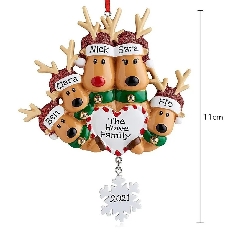 Personalized Reindeer Family of 2, 3, 4, 5, 6 Christmas Tree Ornament Cute Deer Holiday Winter Gift