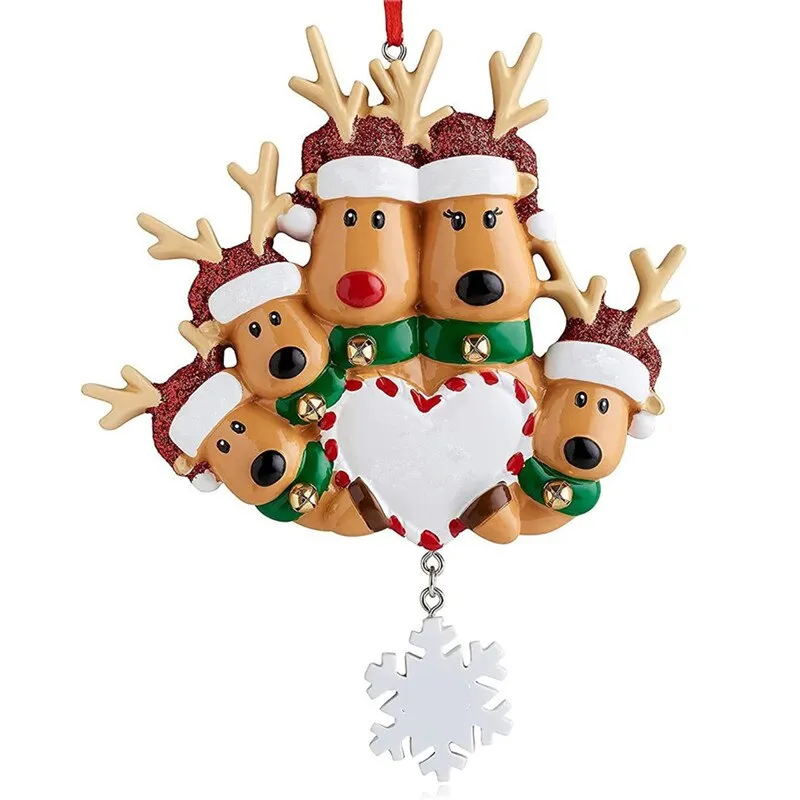 Personalized Reindeer Family of 2, 3, 4, 5, 6 Christmas Tree Ornament Cute Deer Holiday Winter Gift