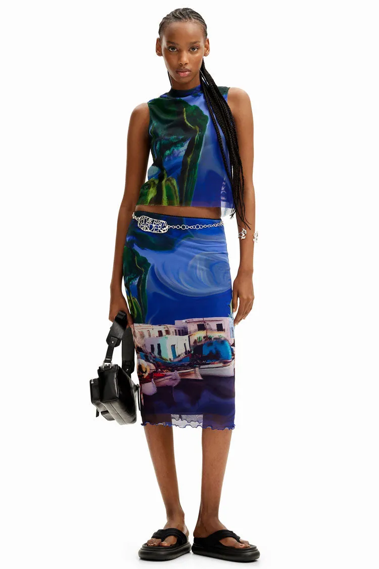 Tulle Landscape Sleeveless Top