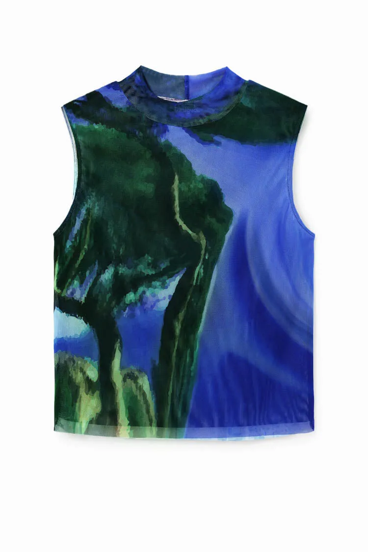 Tulle Landscape Sleeveless Top