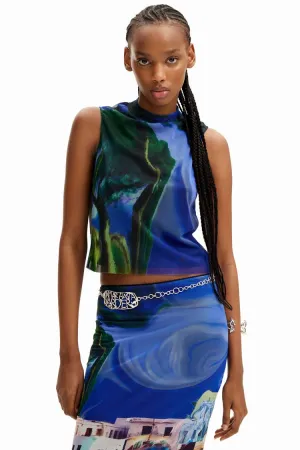 Tulle Landscape Sleeveless Top