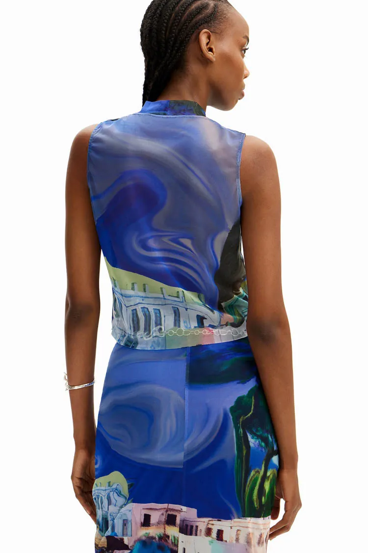Tulle Landscape Sleeveless Top