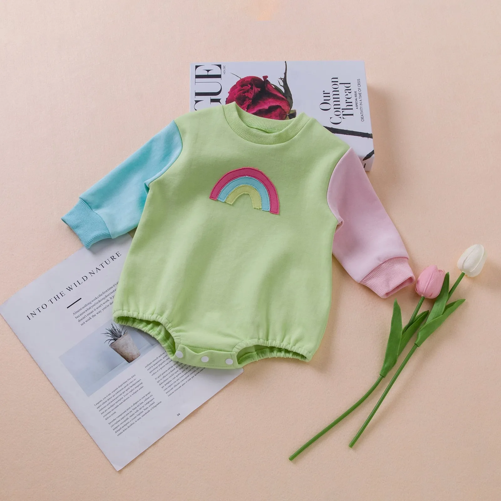 Two Tone Retro Rainbow Romper