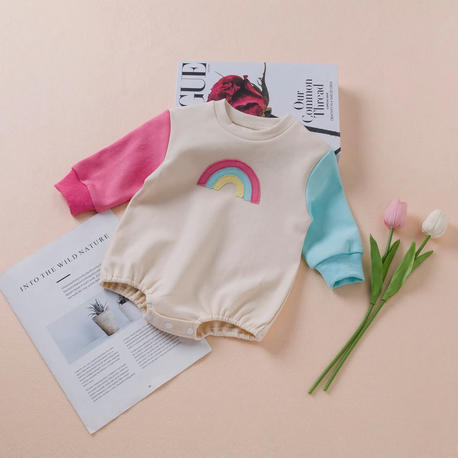Two Tone Retro Rainbow Romper