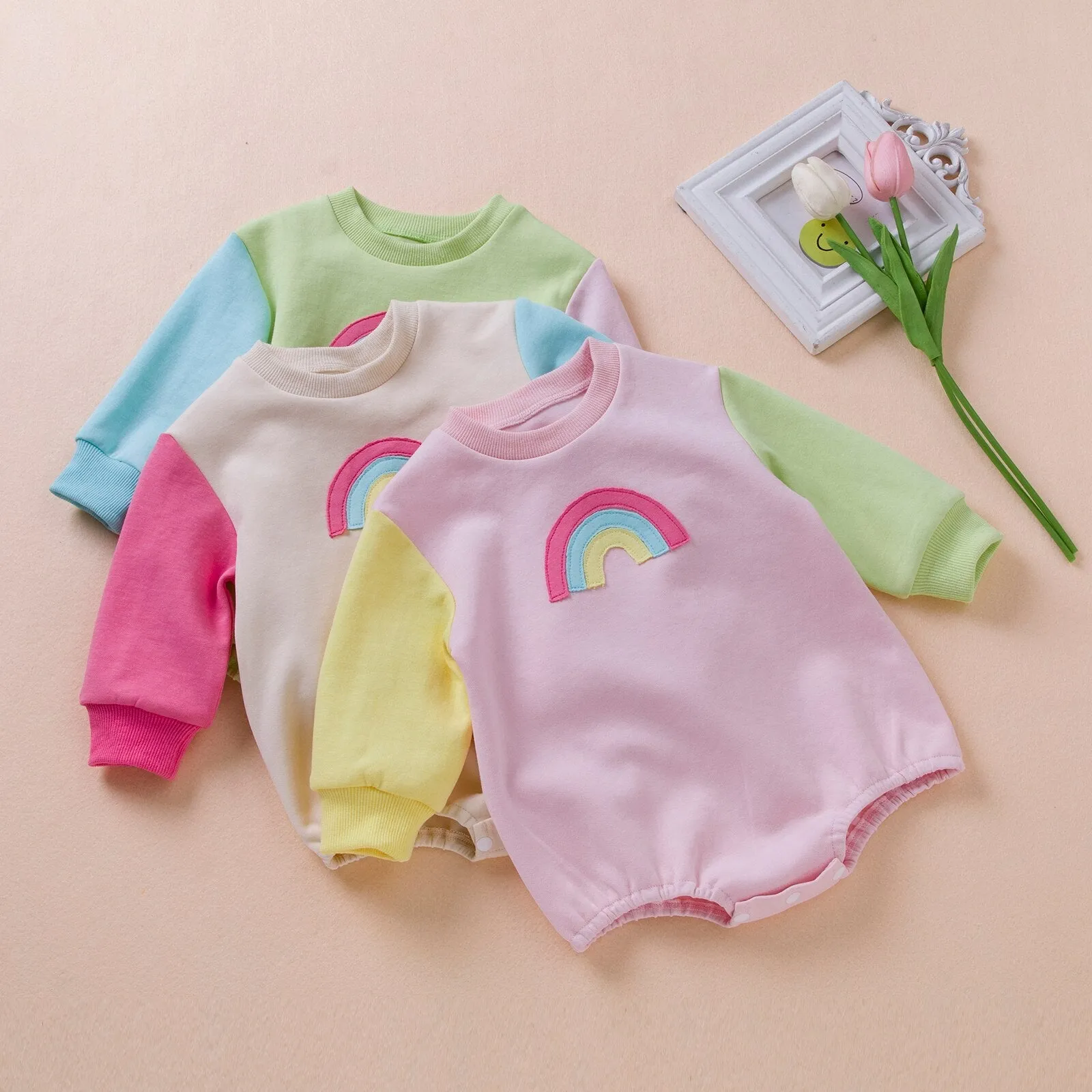 Two Tone Retro Rainbow Romper