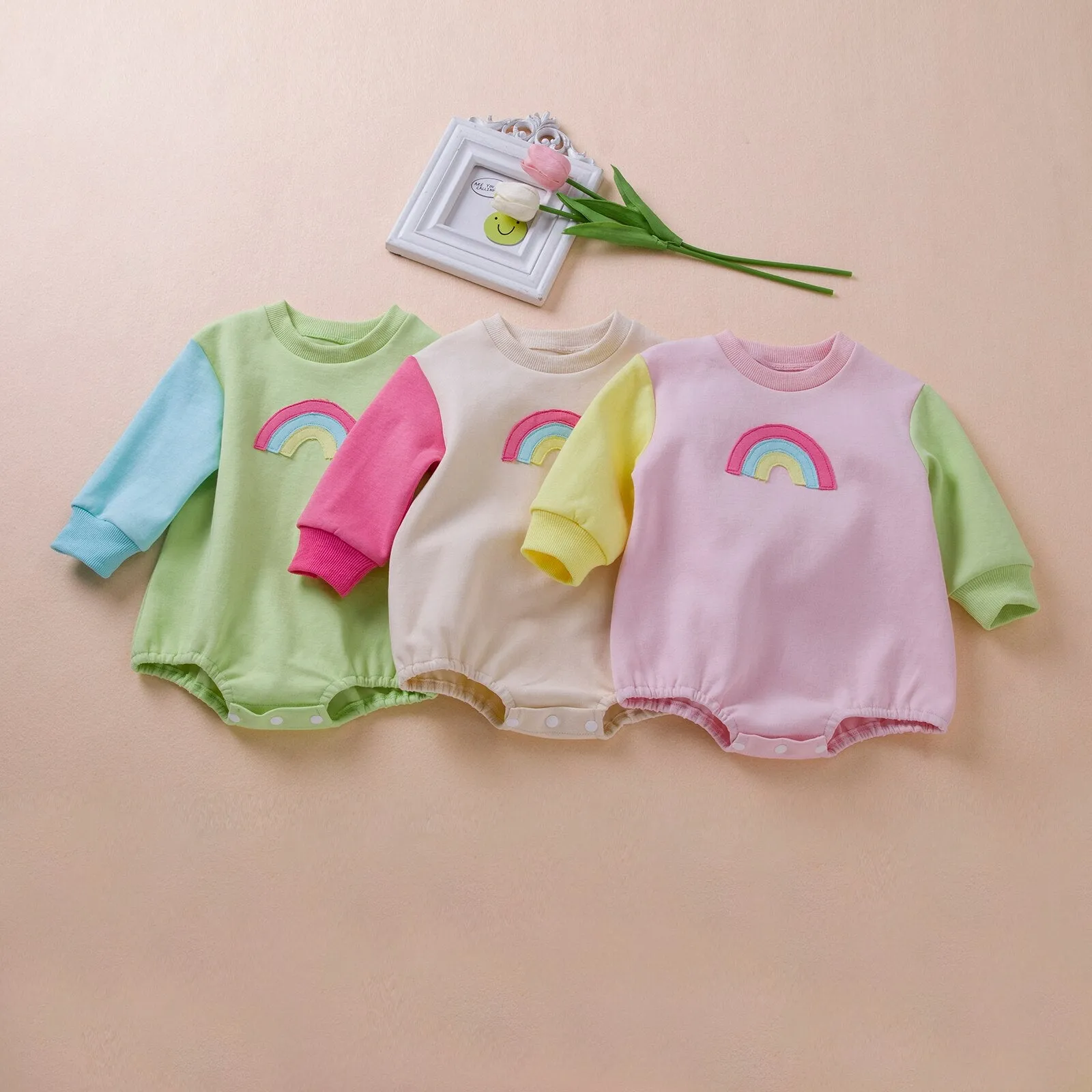 Two Tone Retro Rainbow Romper